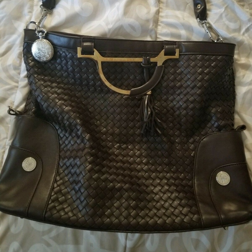 Joy Mangano Basket Weave Faux Leather Satchel Larg